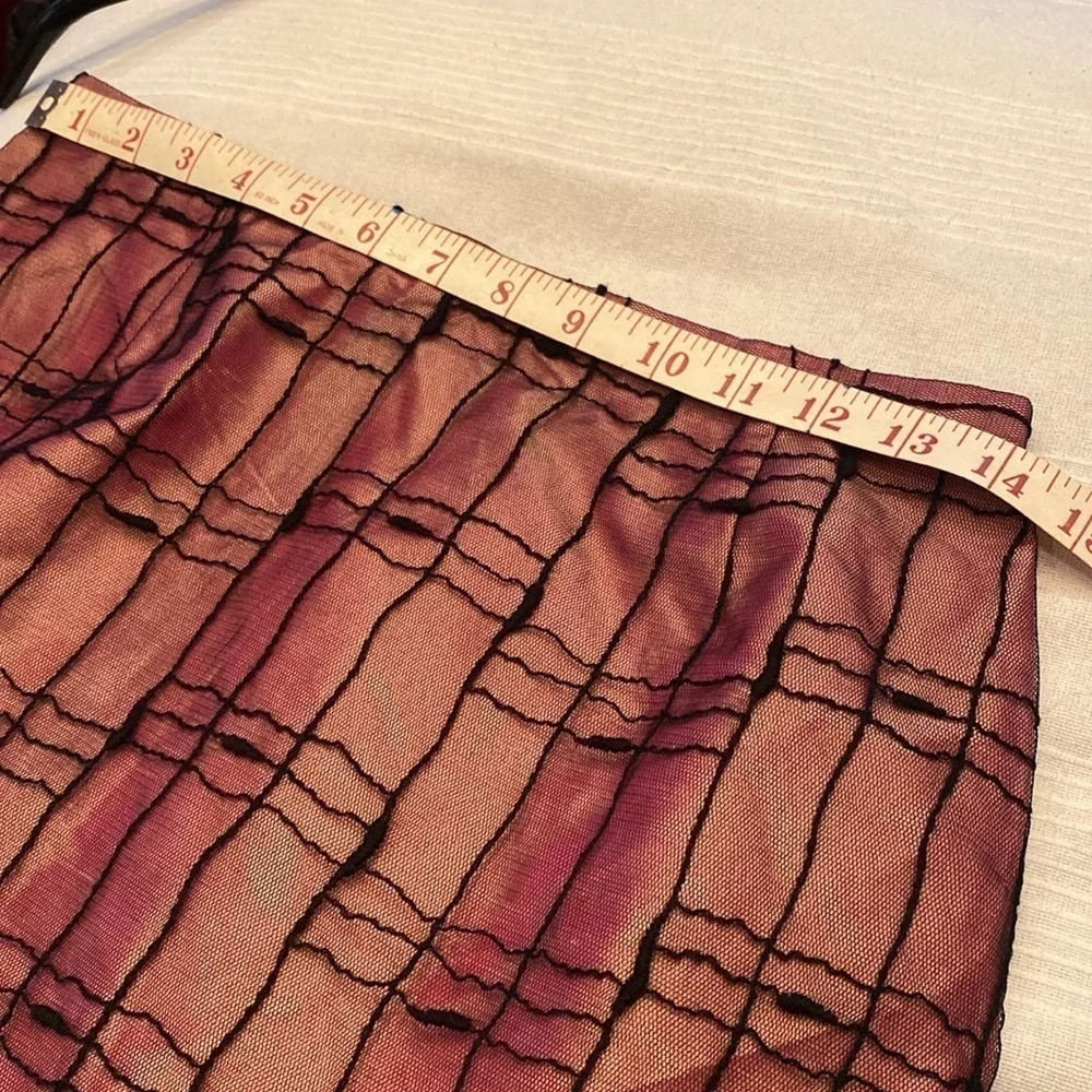 Classiques Entier raspberry pink black net overlay sexy Silk Pencil Skirt sz 6